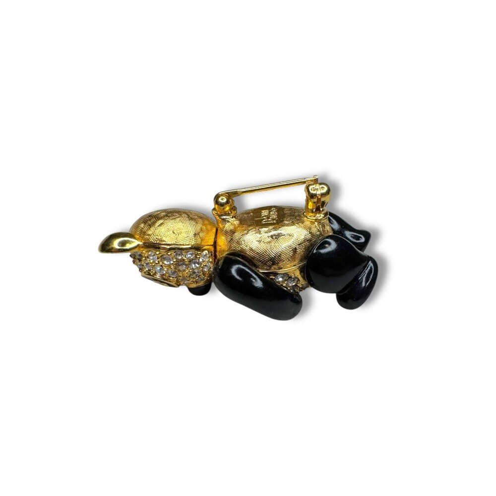 Joan Rivers Pavé Crystal Black Enamel Panda Brooch Articulated - Picture 4 of 8